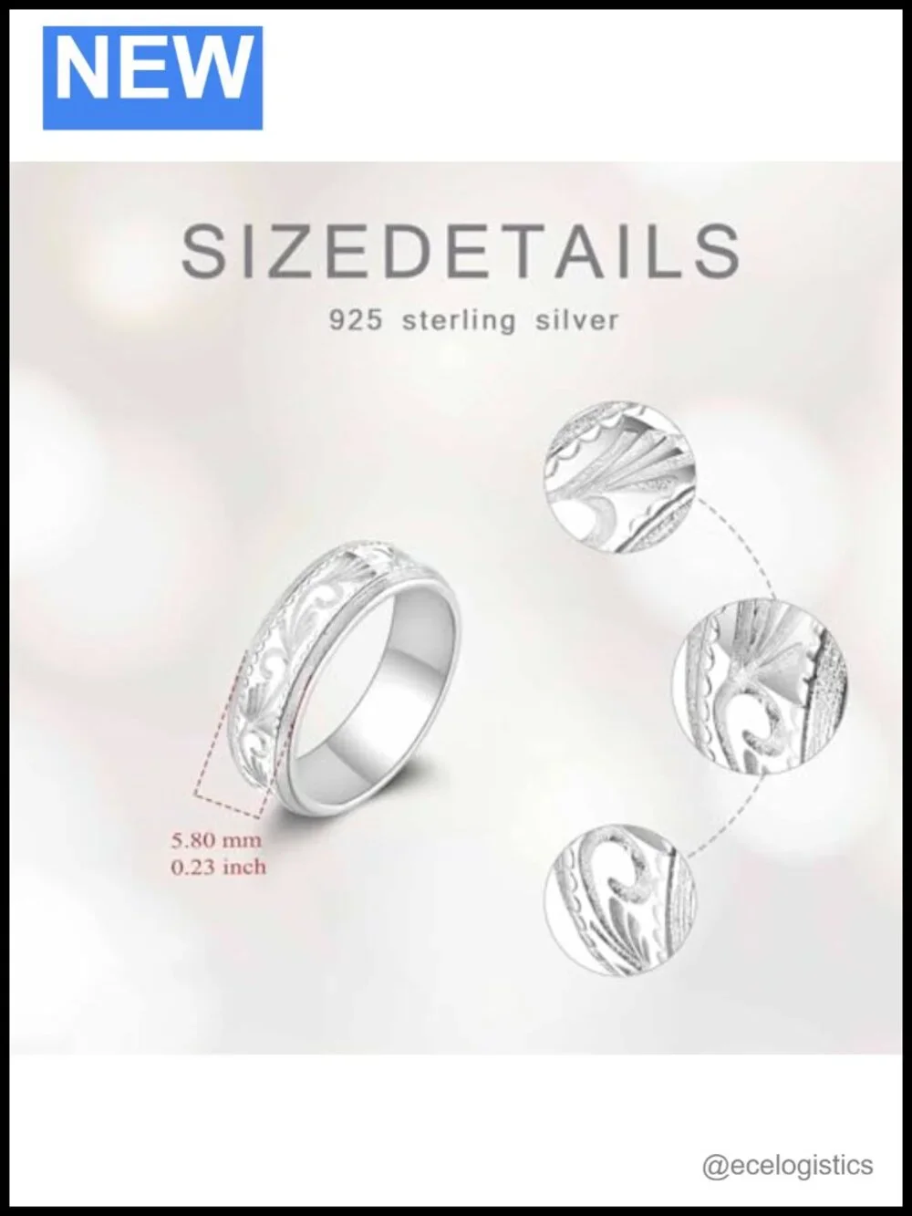 Sterling Silver Filigree Ring 6mm Wide Band Leaf Design Vintage Unisex
